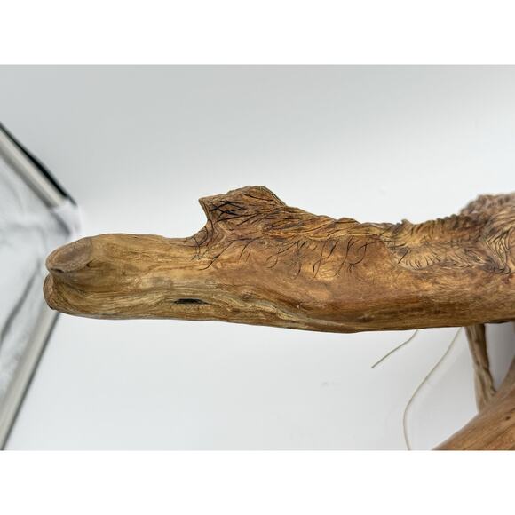 Hand Carved Wood Old Man Face w Feather Spirit Tree Sculpture Figure 12”x10” VTG - Picture 13 of 16